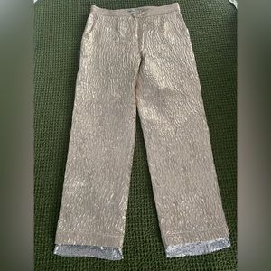 NWOT Rachel Comey Sz 4 Gold Jacquard Pants with Rhinestone cuffing